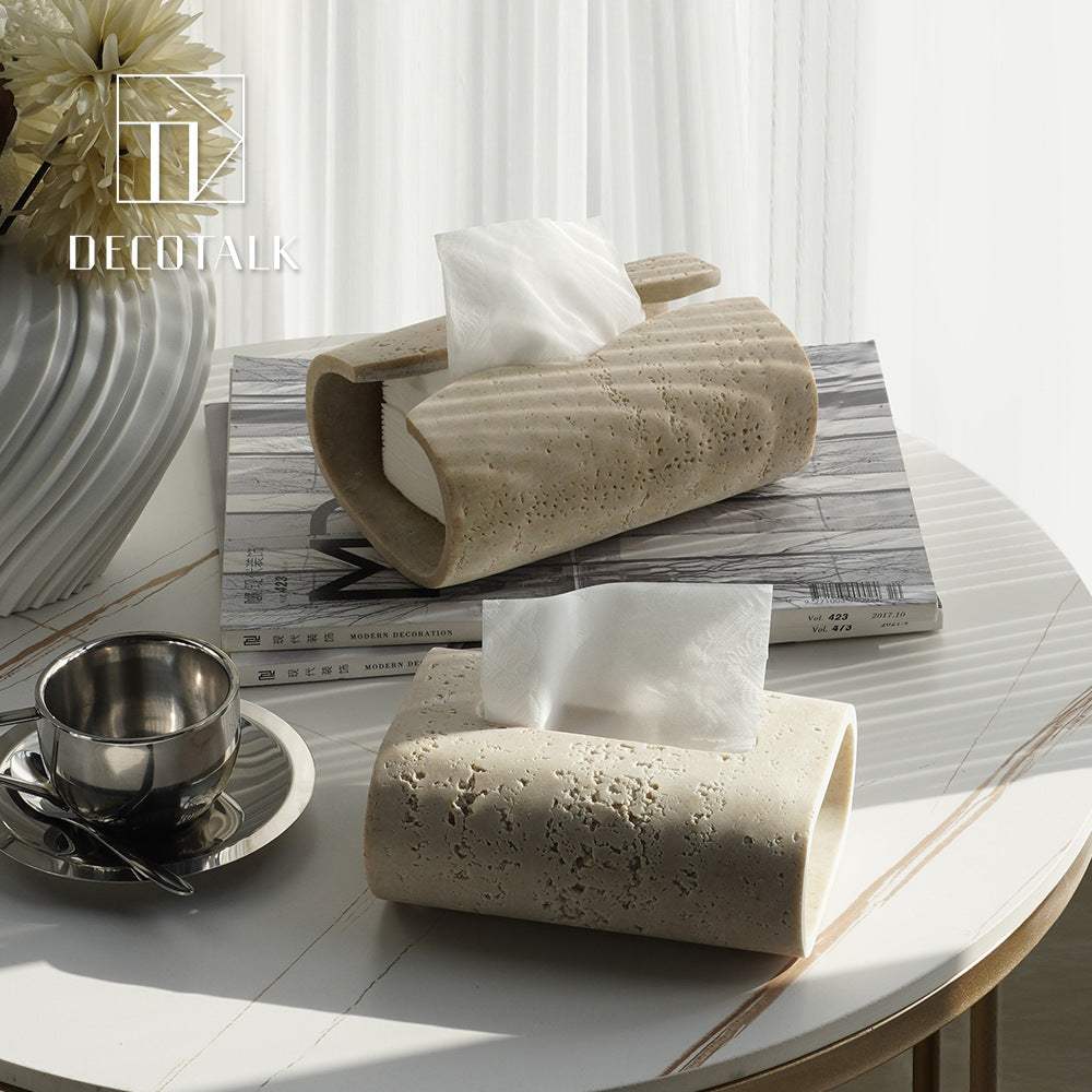 砂岩洞石侘寂風客廳餐桌面紙盒餐巾紙擦手紙(預購14天到貨)