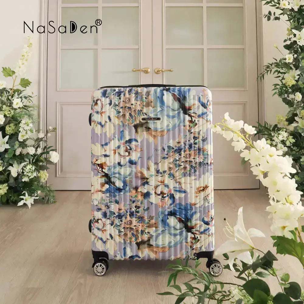 二代版 毓 NaSaDen納莎登新無憂【花曉聯名款】獨特印花拉鍊行李箱22吋/26吋/29吋 NaSaDen行李箱