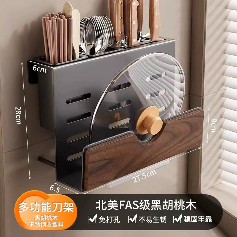 胡桃木廚房置物架免調料架