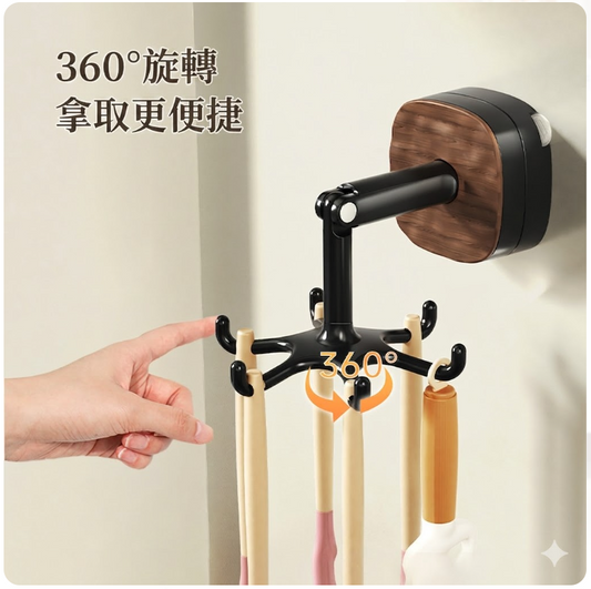 360°旋轉廚房掛勾置物架多功能收納好幫手(預購14天到貨)