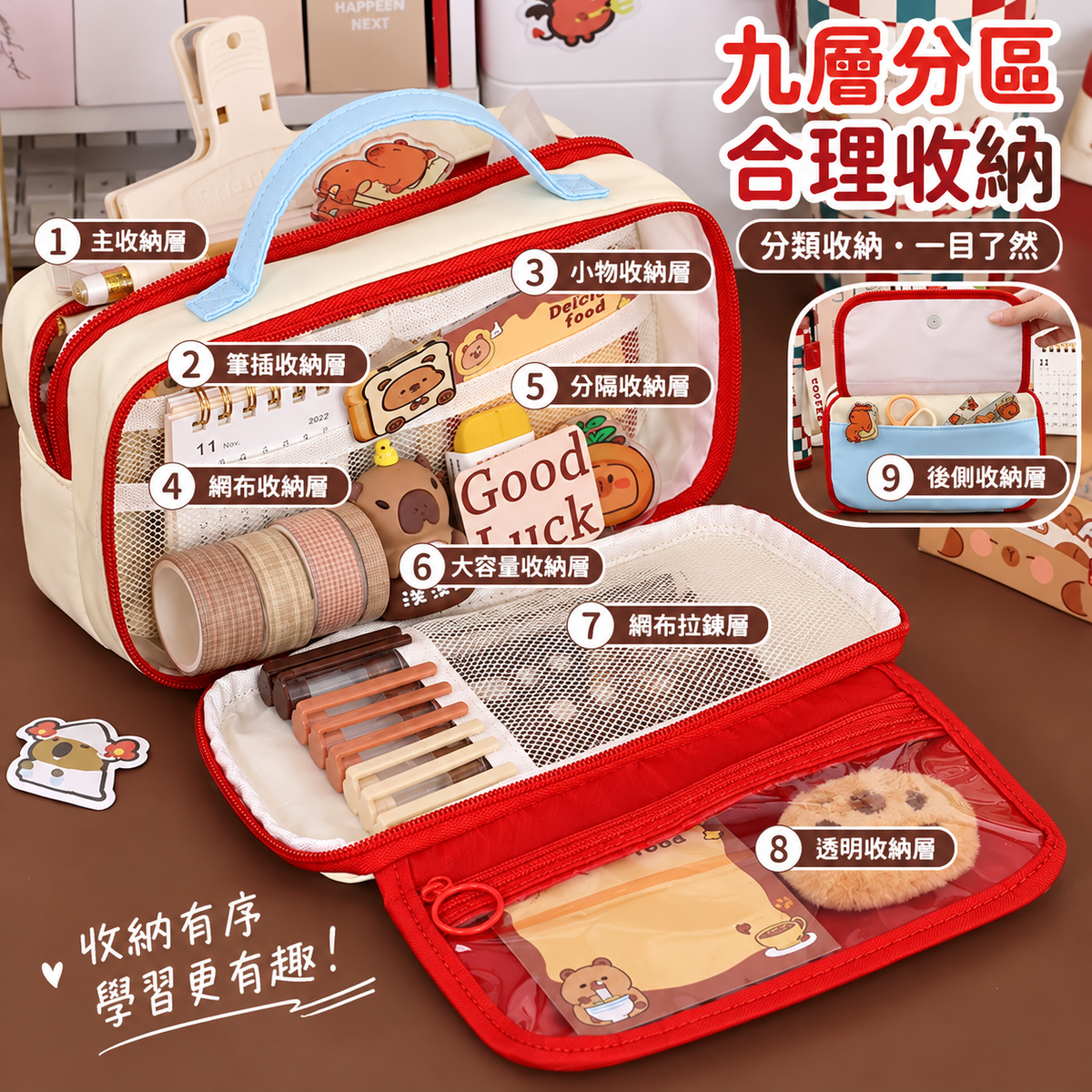 大容量防潑水中小學生筆袋