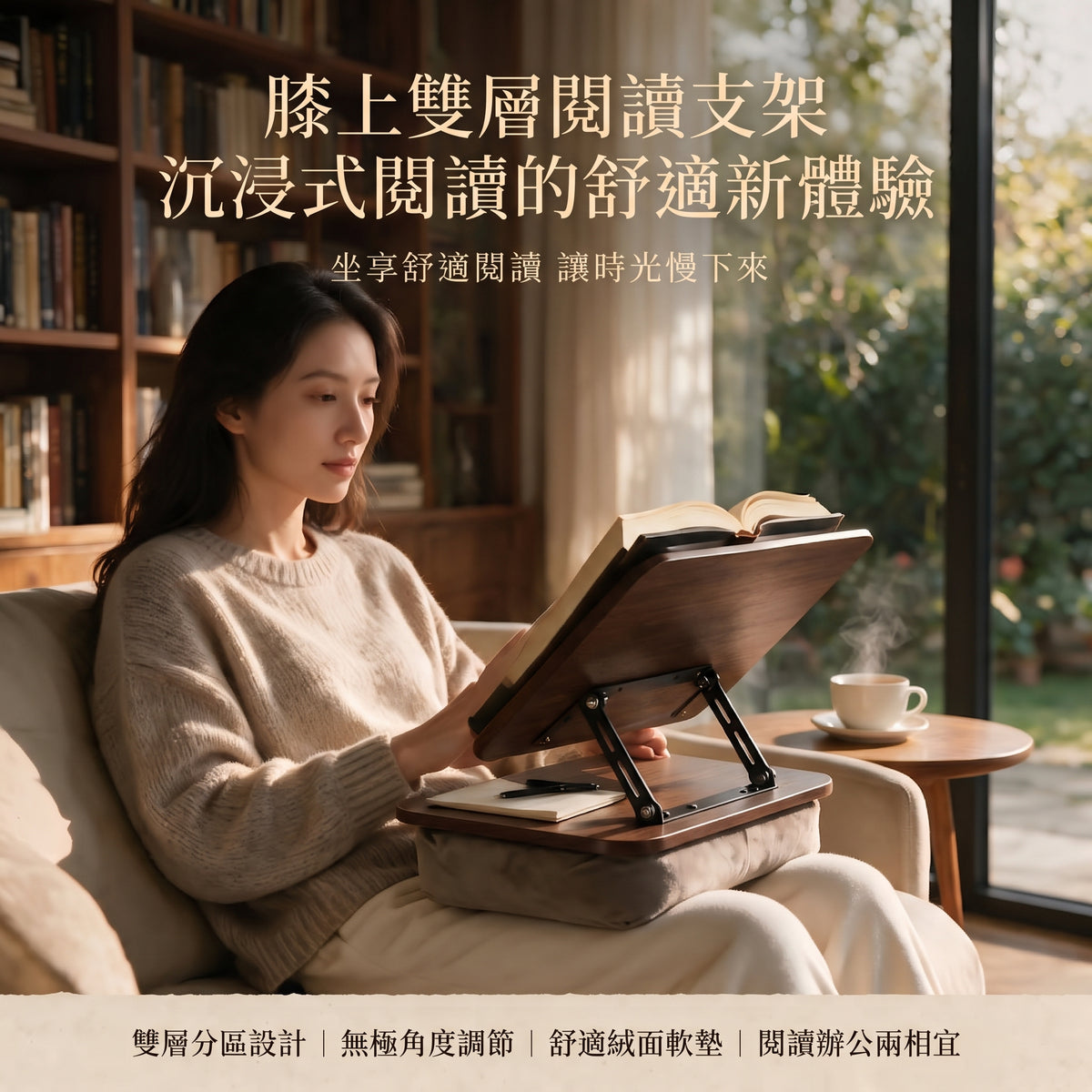 膝上多段調整雙層閱讀支架(預購14天到貨)