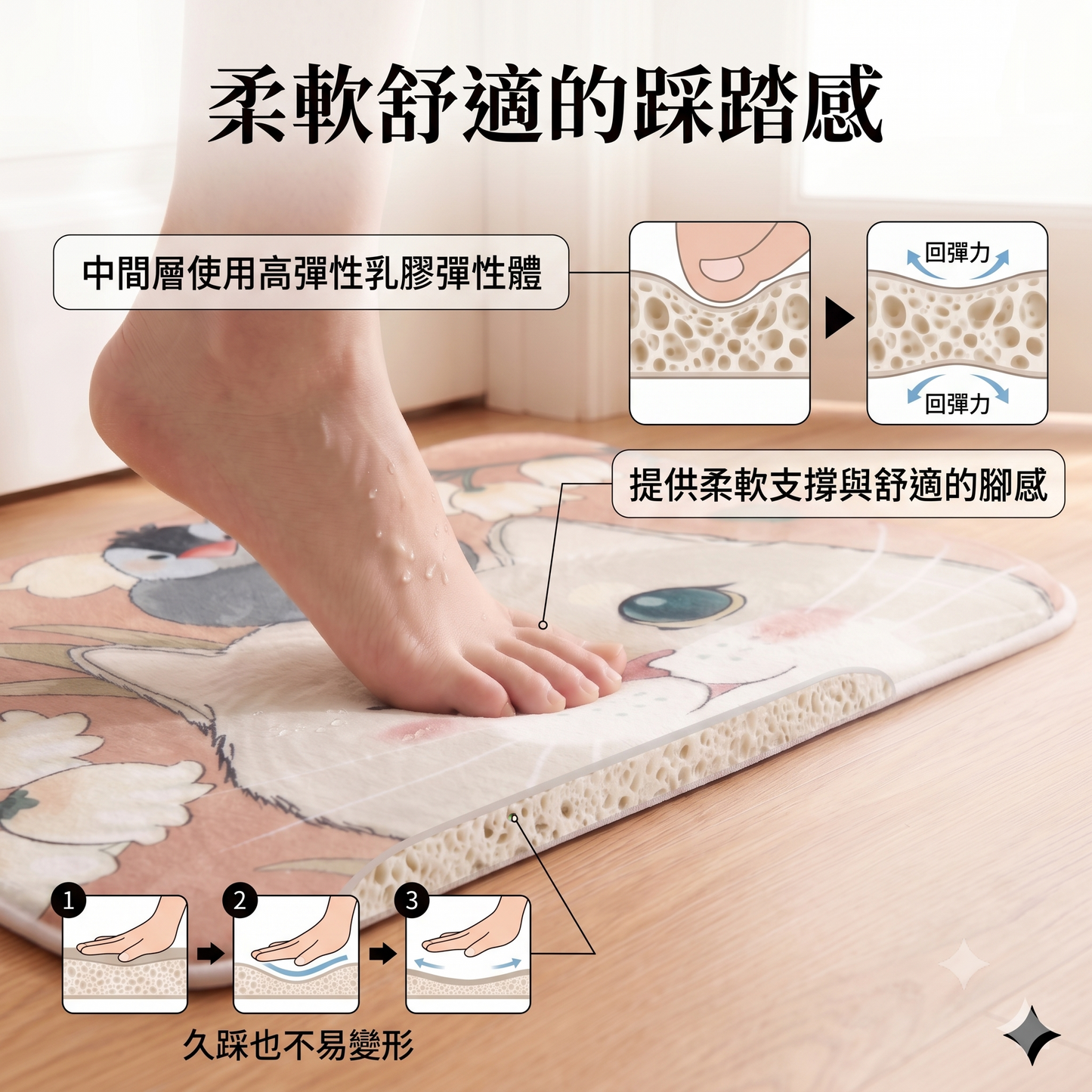 NaSaDen台灣製造SGS安全認證合格超強吸水浴室地墊60cm*40cm