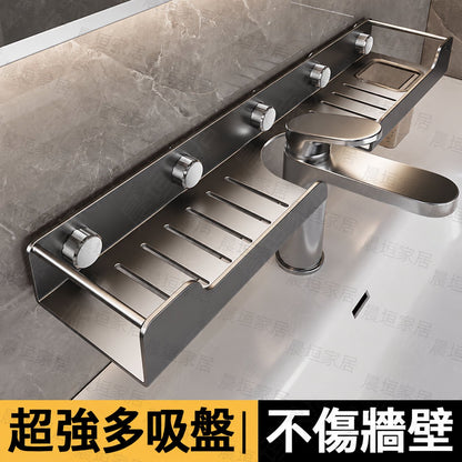免打孔檯面吸盤式水龍頭置物架